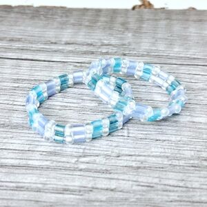 Handmade Blue Beaded Stackable Ring